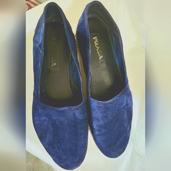 Prada Blue Velvet Men's Shoes - Picture 1 of 8